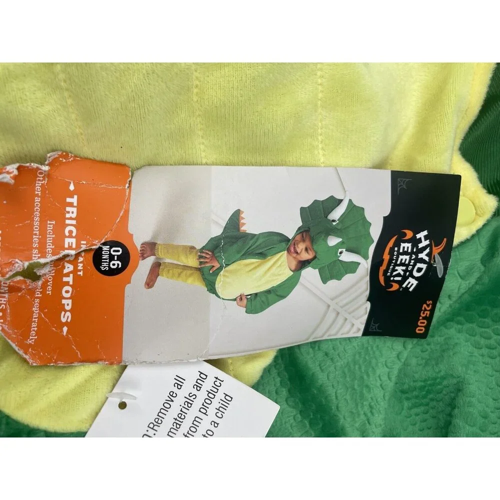 HYDE AND EEK! INFANT TRICERATOPS COSTUME PULLOVER SIZEV 0-6 M